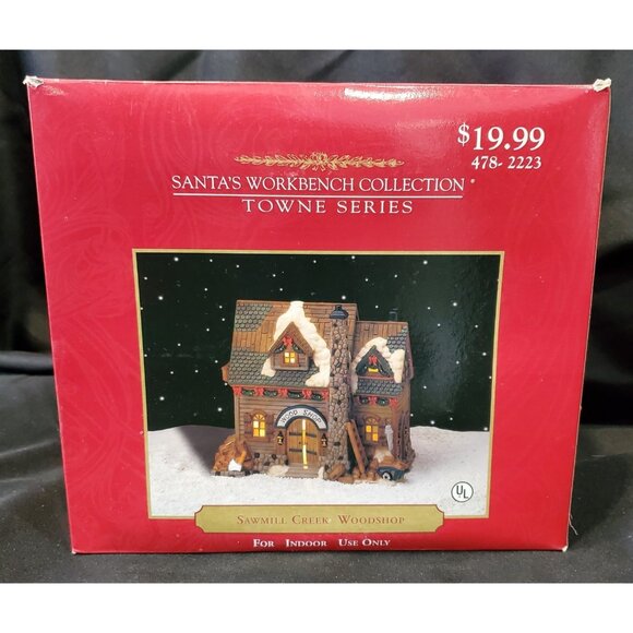 Santa Workbench SAWMILL CREEK WOODSHOP Christmas Village mill building REPAIRED - Picture 11 of 13